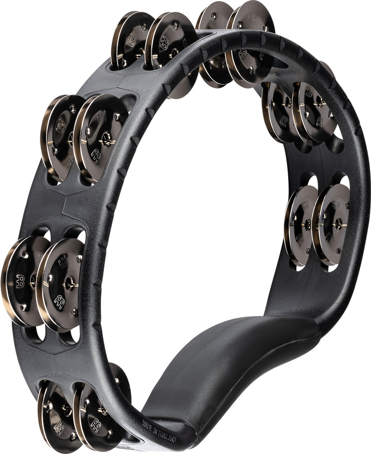 Meinl Percussion Headliner® Series Hand Held ABS Tambourine, Dual row, Black, Stainless steel jingles - HTMT1BK
