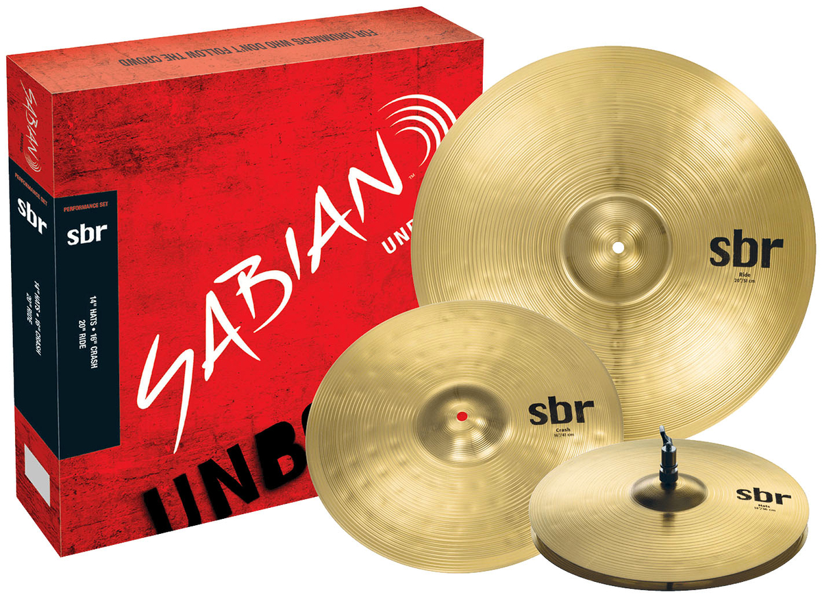 Sabian SBR Cymbal Performance Set, 14'' Hi-Hat, 16'' Crash, 20'' Ride