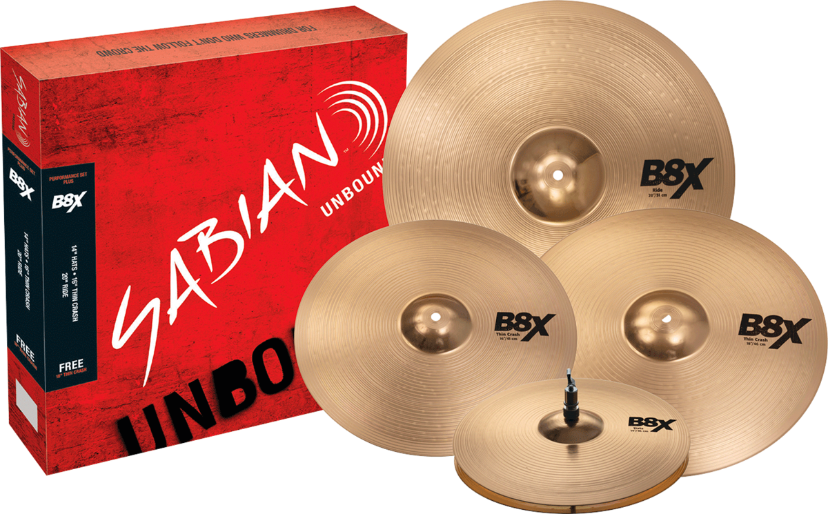 Sabian B8X Performance Plus Cymbal Set with 18" Thin Crash