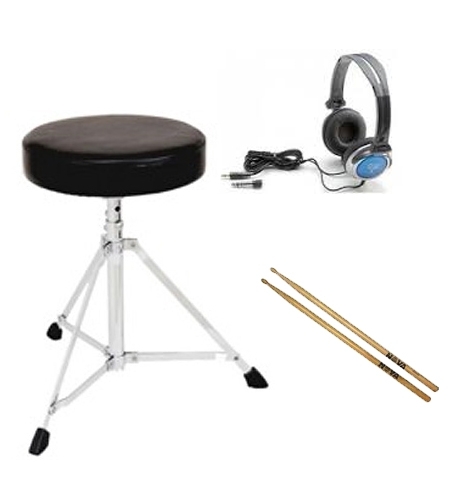 Electronic Drums Essentials Pack - (stool - headphones - sticks)