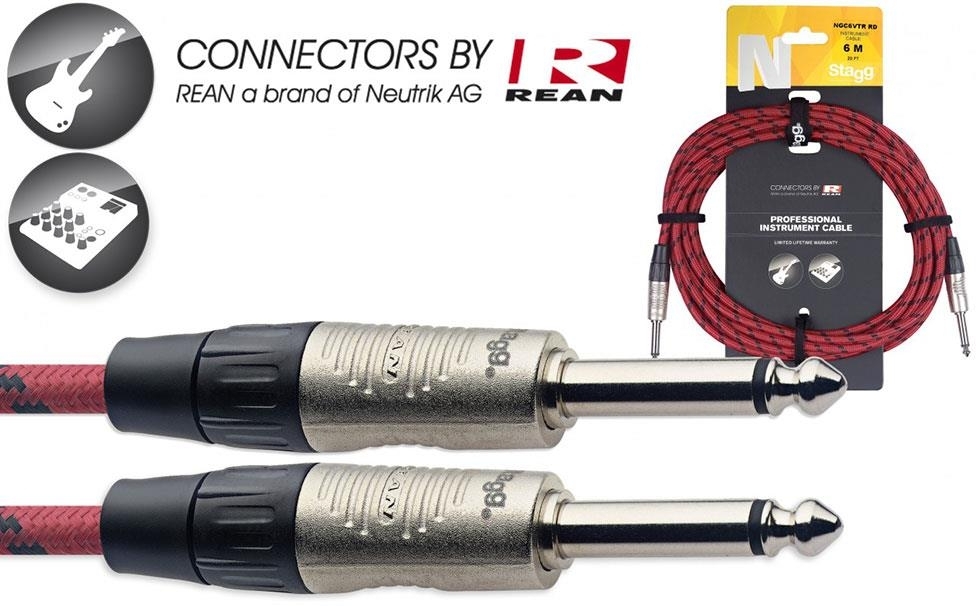 Stagg NGC Instrument Cable (6m/20ft, Red, Neutrik/Rean) - NGC6VTR RD