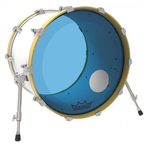 Image 2 - Remo P3 Resonant Colortone Blue Bass Drum Heads, Ported