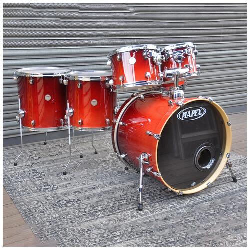 Image 1 - Mapex 10", 12", 14", 16", 22" Meridian Birch Shell Pack with 14" Snare Drum in Cherry Mist finish *2nd Hand*