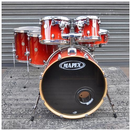 Image 2 - Mapex 10", 12", 14", 16", 22" Meridian Birch Shell Pack with 14" Snare Drum in Cherry Mist finish *2nd Hand*