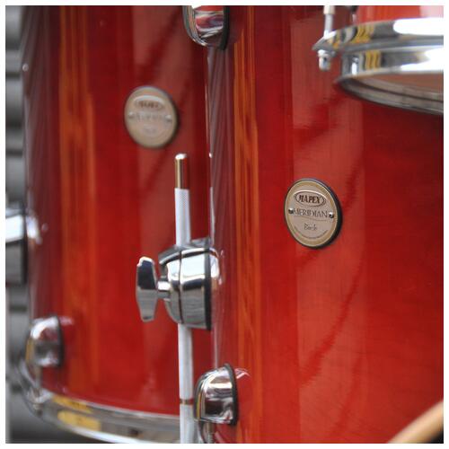 Image 3 - Mapex 10", 12", 14", 16", 22" Meridian Birch Shell Pack with 14" Snare Drum in Cherry Mist finish *2nd Hand*