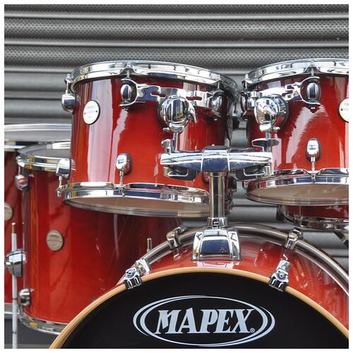 Image 4 - Mapex 10", 12", 14", 16", 22" Meridian Birch Shell Pack with 14" Snare Drum in Cherry Mist finish *2nd Hand*