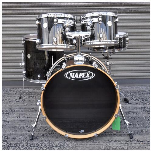 Image 2 - Mapex 12", 13", 16", 22" Meridian Birch Shell Pack with 14" Snare Drum in Trans Black finish *2nd Hand*