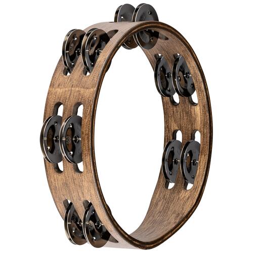 Image 1 - Meinl Percussion 8" Compact Wood Tambourine, Dual row, Walnut Brown, Stainless steel jingles - CTA2WB
