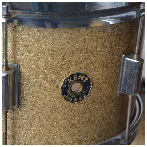 Image 6 - Kent USA 12" 16" 20" + 14" Snare Drum In Gold Sparkle - Cracked bass drum - Vintage