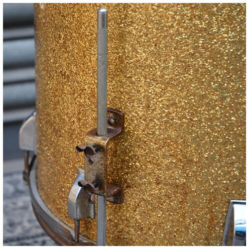 Image 7 - Kent USA 12" 16" 20" + 14" Snare Drum In Gold Sparkle - Cracked bass drum - Vintage