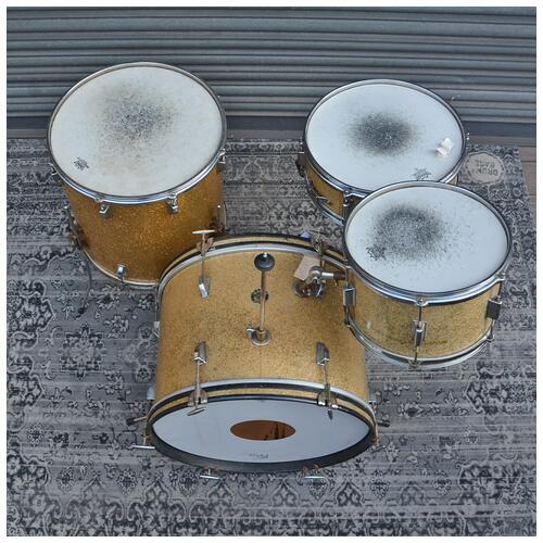 Image 13 - Kent USA 12" 16" 20" + 14" Snare Drum In Gold Sparkle - Cracked bass drum - Vintage
