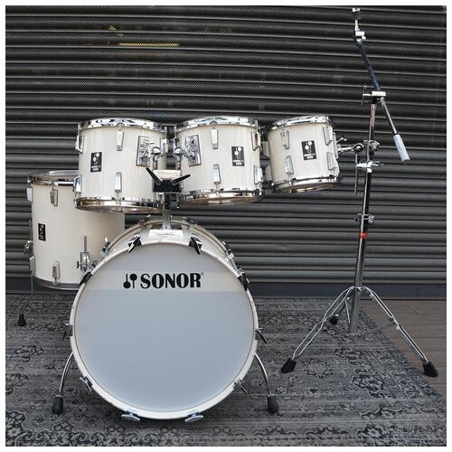 Image 2 - Sonor Lite 10" 12" 13" 16" 22" Drum Set in Cream White Lacquer - 2nd Hand