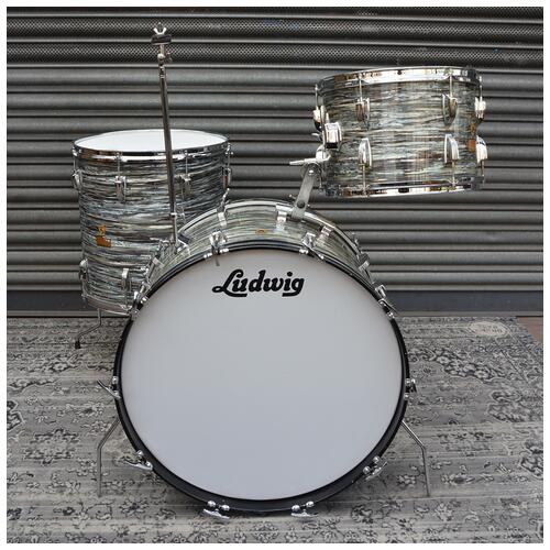 Image 2 - Ludwig 'Pre-serial' 1960s USA 'Super Classic' 13" 16" 22" in Blue Oyster Pearl COB hoops - 2nd Hand