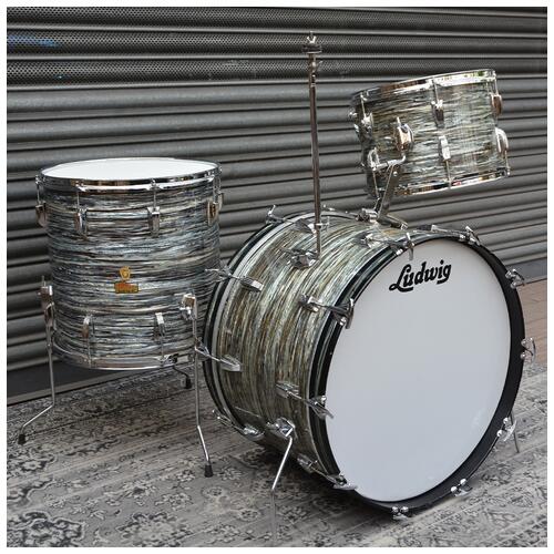 Image 1 - Ludwig 'Pre-serial' 1960s USA 'Super Classic' 13" 16" 22" in Blue Oyster Pearl COB hoops - 2nd Hand