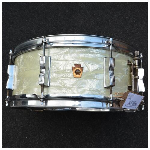 Image 1 - WFL Ludwig 1950s 14" x 5.5" White Pearl Jazz Festival Snare Drum - in Marine Pearl NOB Hoops - Vintage