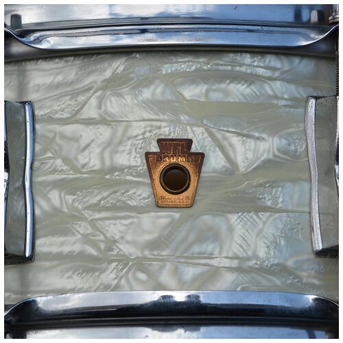 Image 2 - WFL Ludwig 1950s 14" x 5.5" White Pearl Jazz Festival Snare Drum - in Marine Pearl NOB Hoops - Vintage