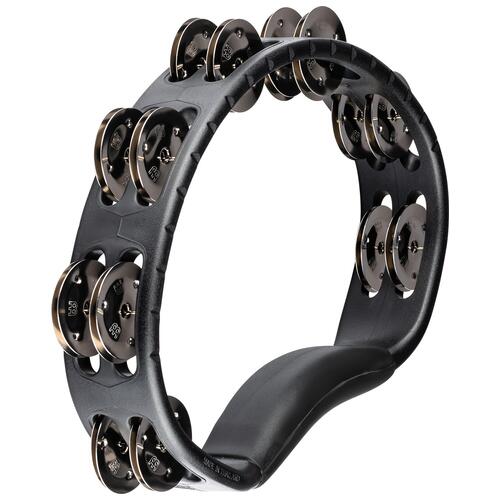 Meinl Percussion Headliner® Series Hand Held ABS Tambourine, Dual row, Black, Stainless steel jingles - HTMT1BK