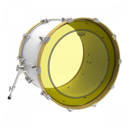 Image 2 - Remo Powerstroke 3 Colortone Yellow Bass Drum Heads