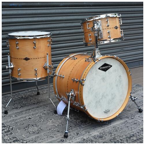 Johnny Craviotto 18x14" 12x8" 14x14" Professional Drum Kit in Natural  2nd Hand