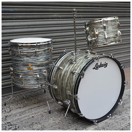 Ludwig 'Pre-serial' 1960s USA 'Super Classic' 13" 16" 22" in Blue Oyster Pearl COB hoops - 2nd Hand