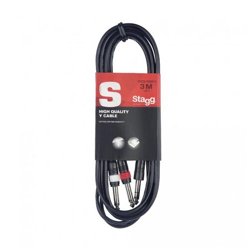 Stagg Splitter Y cable, Jack Stereo to 2 Jack Mono (m/m), 3 m (10')