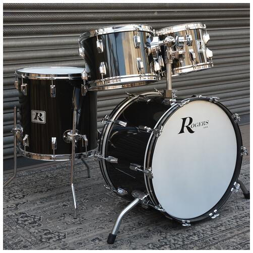 Rogers Usa Big R 1970s Londoner Drum Kit 12",13",16",22" In Ebony With Stands - 2nd Hand